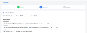 Accural Schedule - Add policy