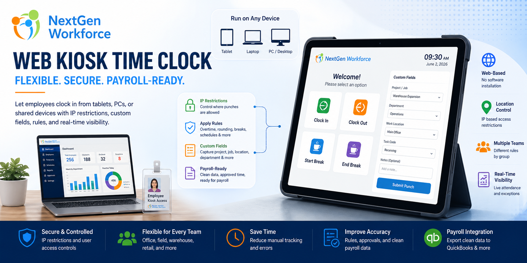 Web Kiosk Time Clock: Flexible Attendance Tracking Without Hardware