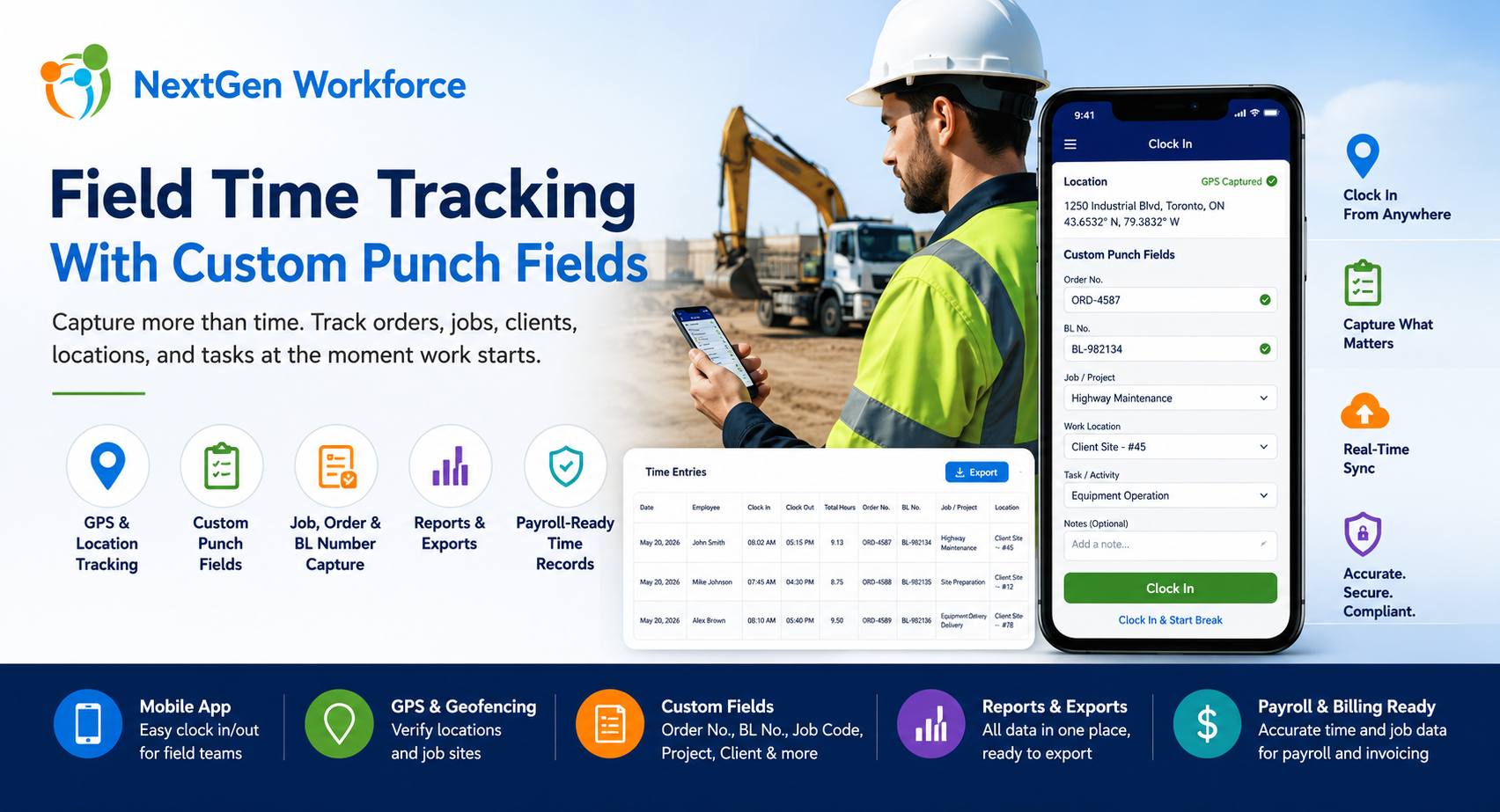 Field Time Tracking With Custom Punch Fields | NextGen Workforce