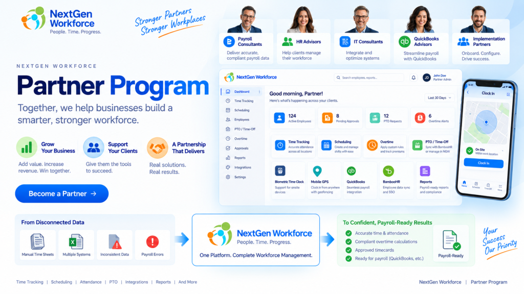NextGen Workforce partner program for payroll, HR, IT, QuickBooks and implementation consultants